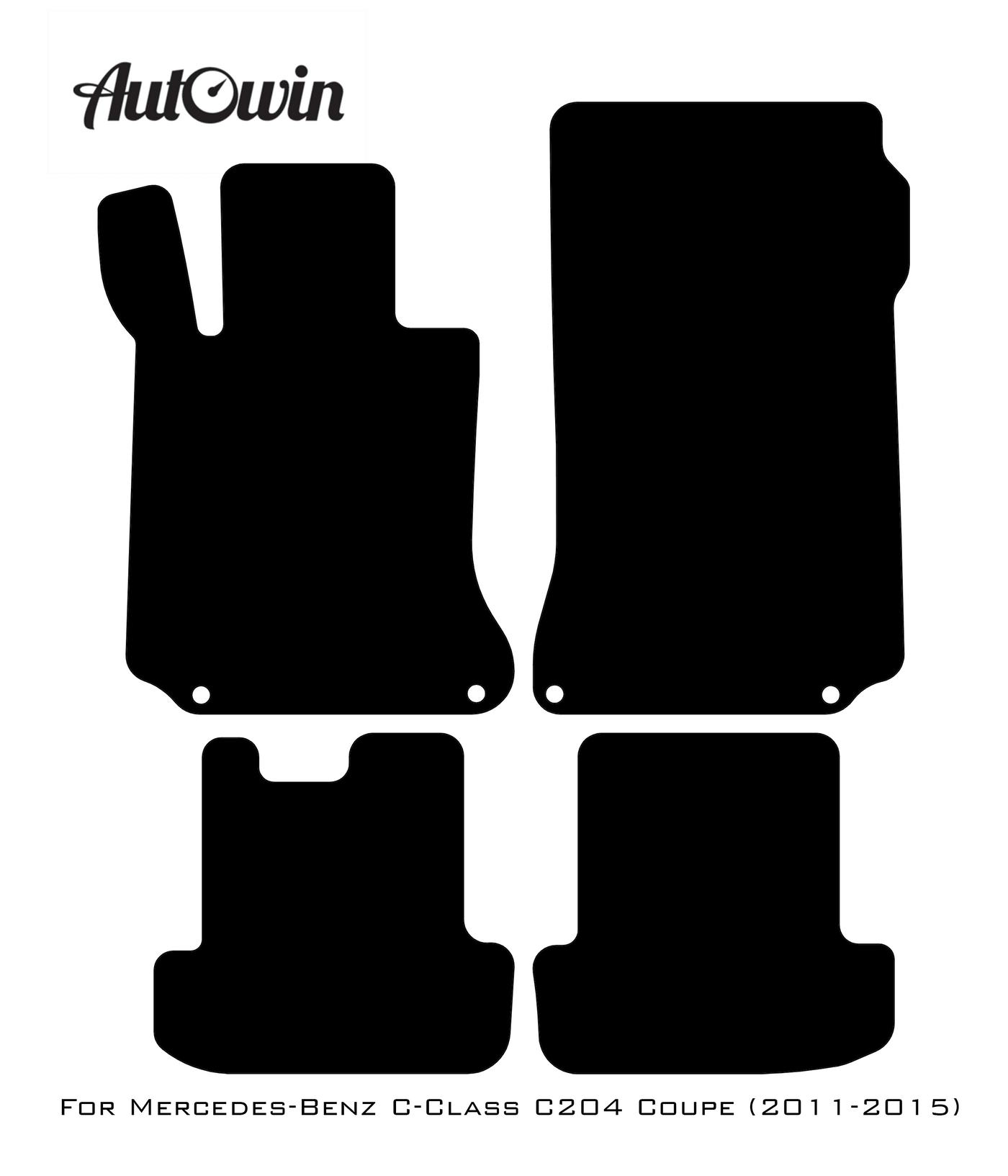 Black Luxury Floor Mats For Mercedes Benz C-Class C204 Coupe (2011-2015) | ER56 Design - AutoWin