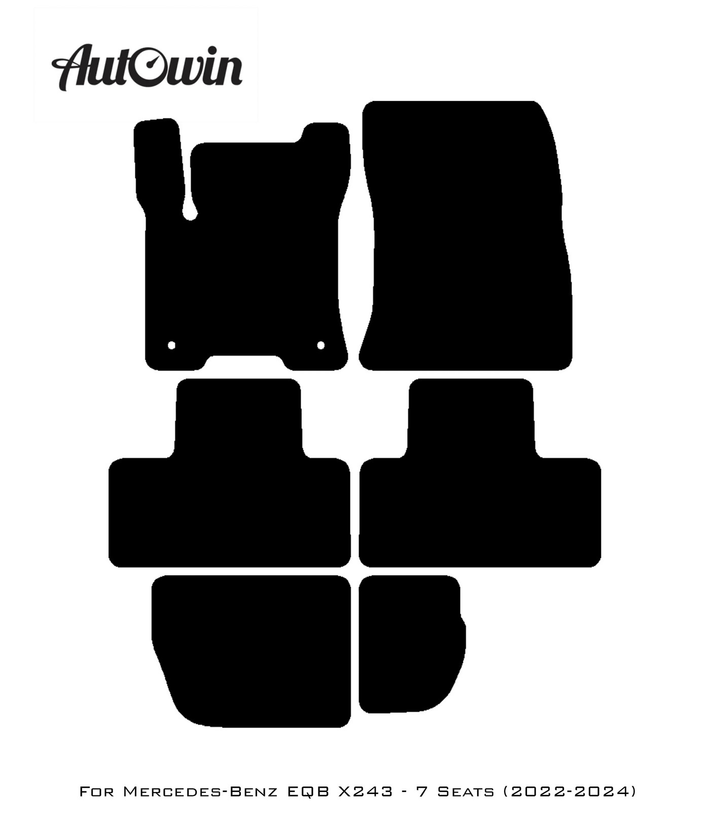 Black Sheepskin Floor Mats For Mercedes Benz EQB-Class X243 (2022-2024) | ER56 Design - AutoWin