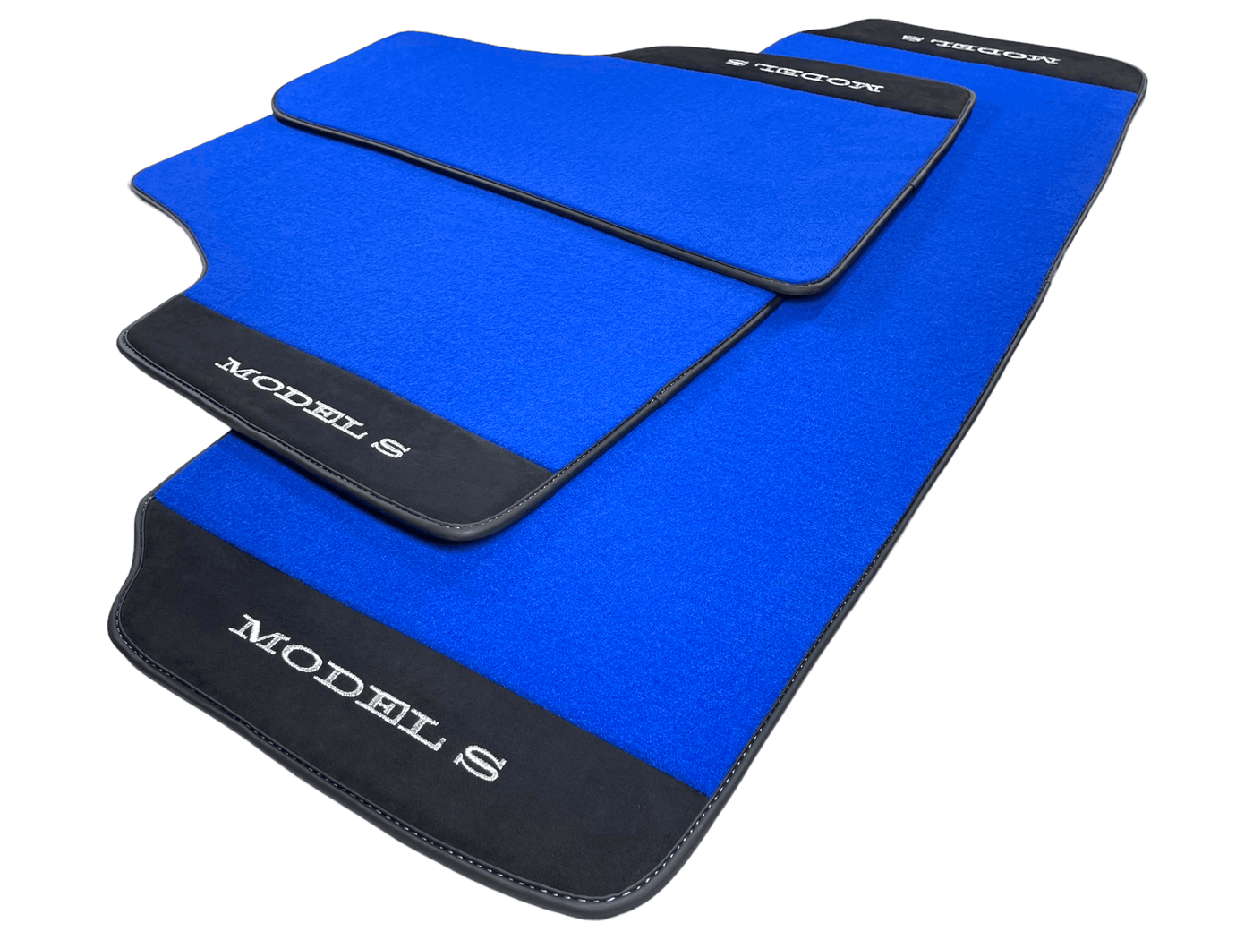 Blue Floor Mats For Tesla Model S With Alcantara Leather - AutoWin