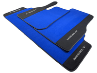 Blue Floor Mats For Tesla Model Y With Alcantara Leather - AutoWin