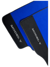 Blue Floor Mats For Tesla Model Y With Alcantara Leather - AutoWin