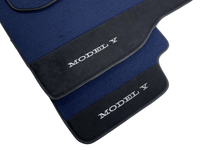 Dark Blue Floor Mats For Tesla Model Y With Alcantara Leather - AutoWin