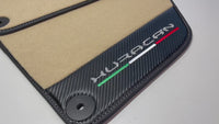 Tapis de voiture beige pour Lamborghini Huracan en cuir carbone