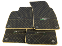 Floor Mats For Lamborghini Urus Performante Alcantara Leather Gold Trim - AutoWin