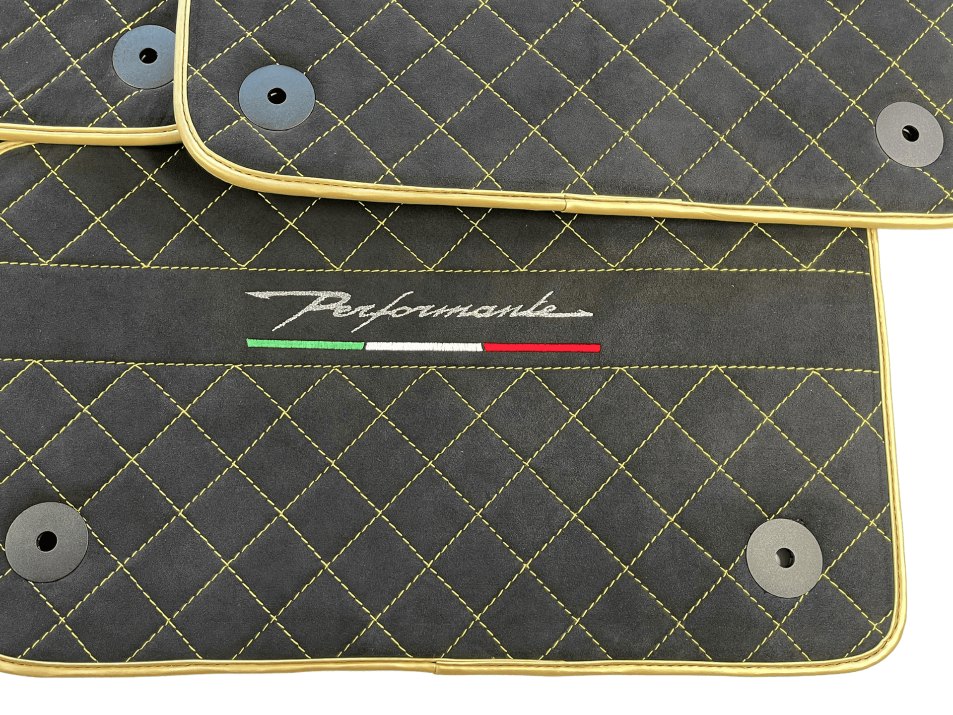 Floor Mats For Lamborghini Urus Performante Alcantara Leather Gold Trim - AutoWin