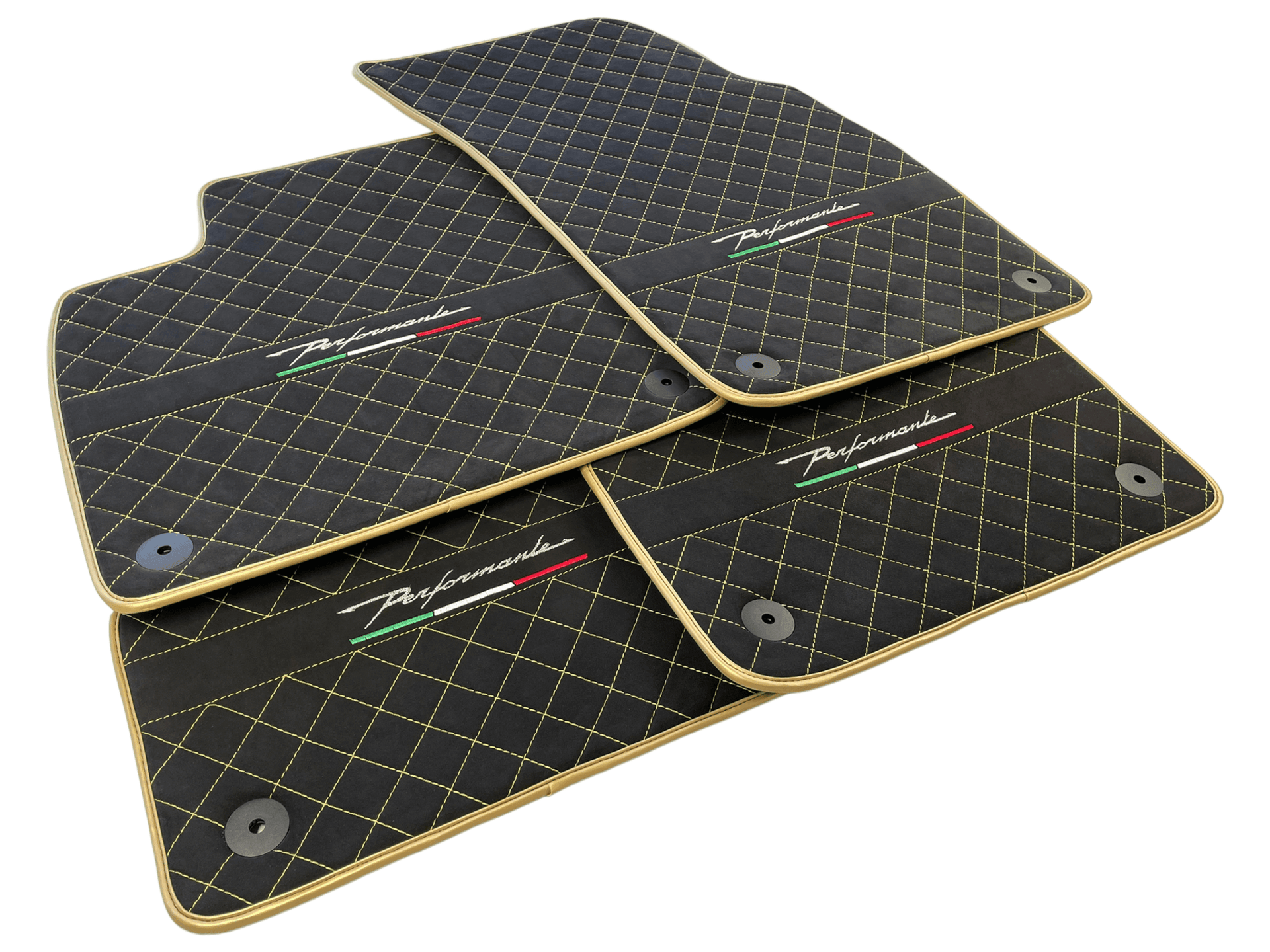 Floor Mats For Lamborghini Urus Performante Alcantara Leather Gold Trim - AutoWin