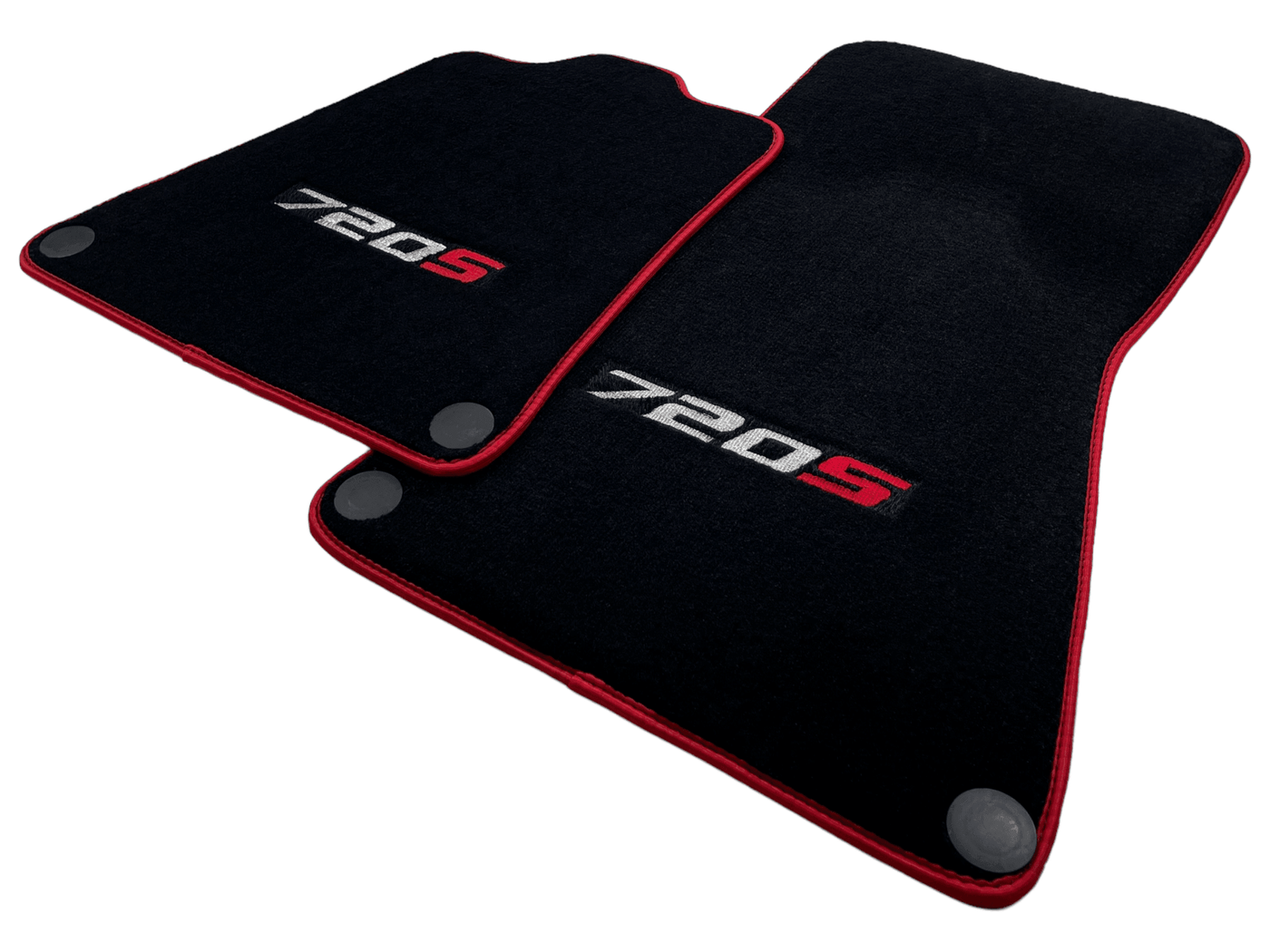 Floor Mats For McLaren 720S Black Tailored With Red Trim - AutoWin