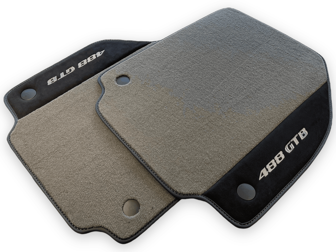 Gray Floor Mats For Ferrari 488 GTB 2015-2022 Carpets With Alcantara Leather - AutoWin