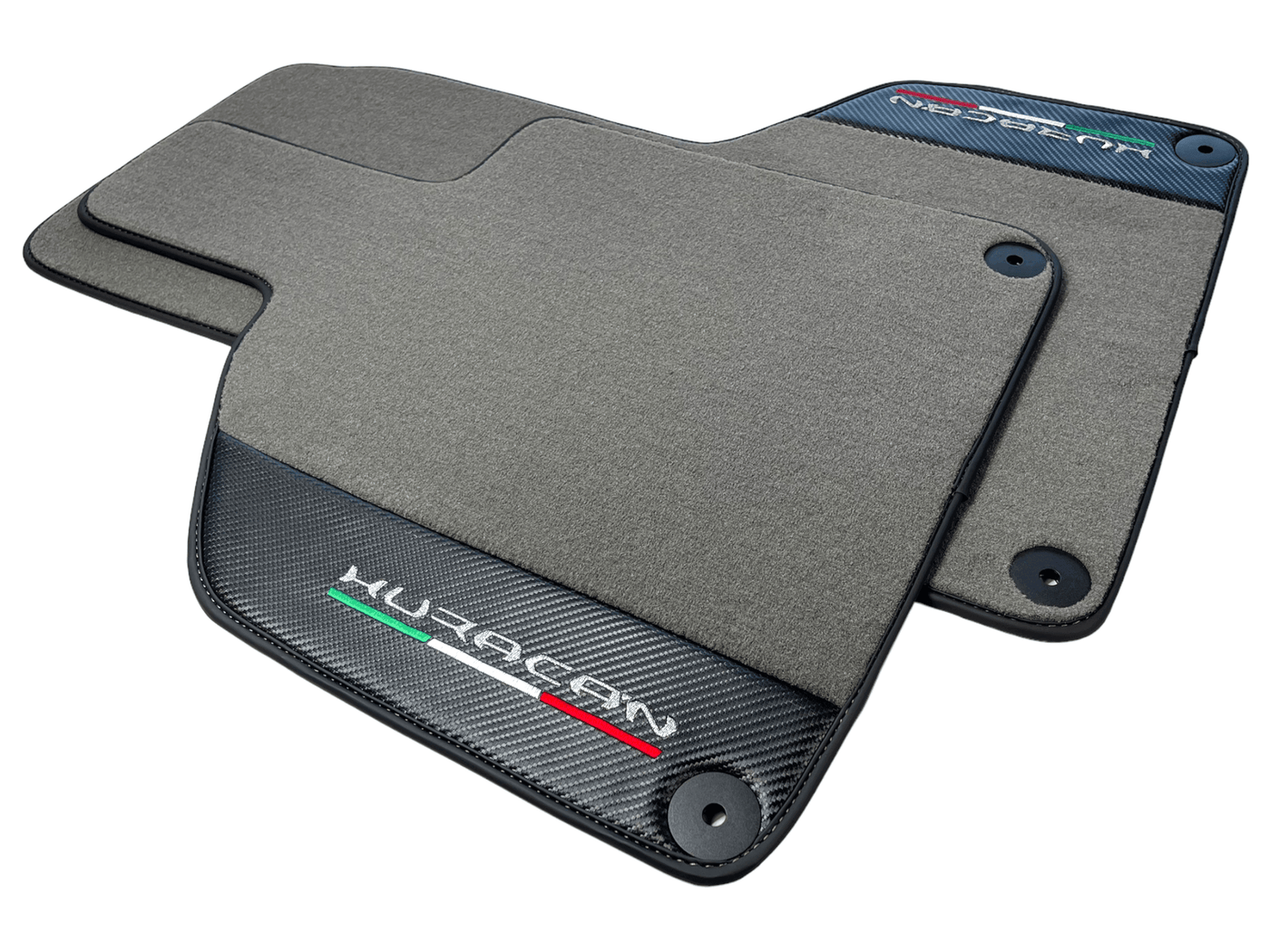 Gray Floor Mats for Lamborghini Huracan With Carbon Fiber Leather - AutoWin