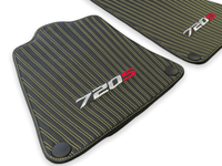 Leather Floor Mats For McLaren 720S Black Tailored Yellow Sewing - AutoWin