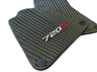 Leather Floor Mats For McLaren 720S Black Tailored Yellow Sewing - AutoWin