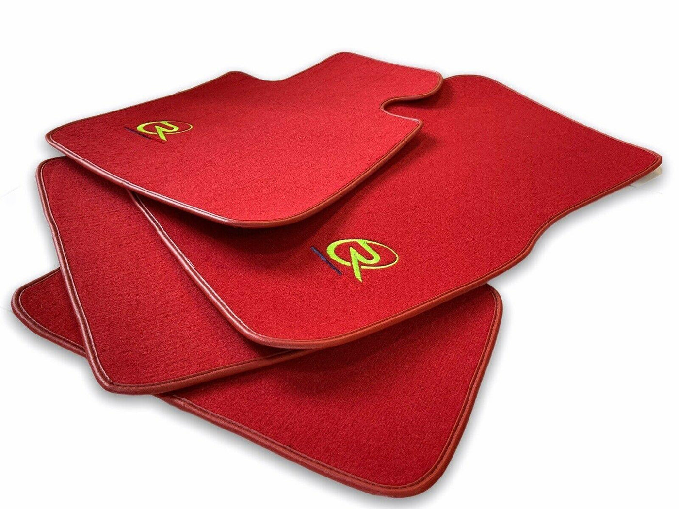 Red Floor Mats For BMW 7 Series E38 ROVBUT Brand Tailored Set Perfect Fit Green SNIP Collection - AutoWin