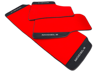 Red Floor Mats For Tesla Model S With Alcantara Leather - AutoWin