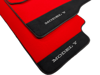 Red Floor Mats For Tesla Model Y With Alcantara Leather - AutoWin