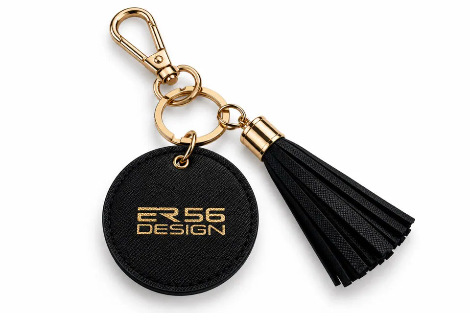 Black leather ER56 car keychain